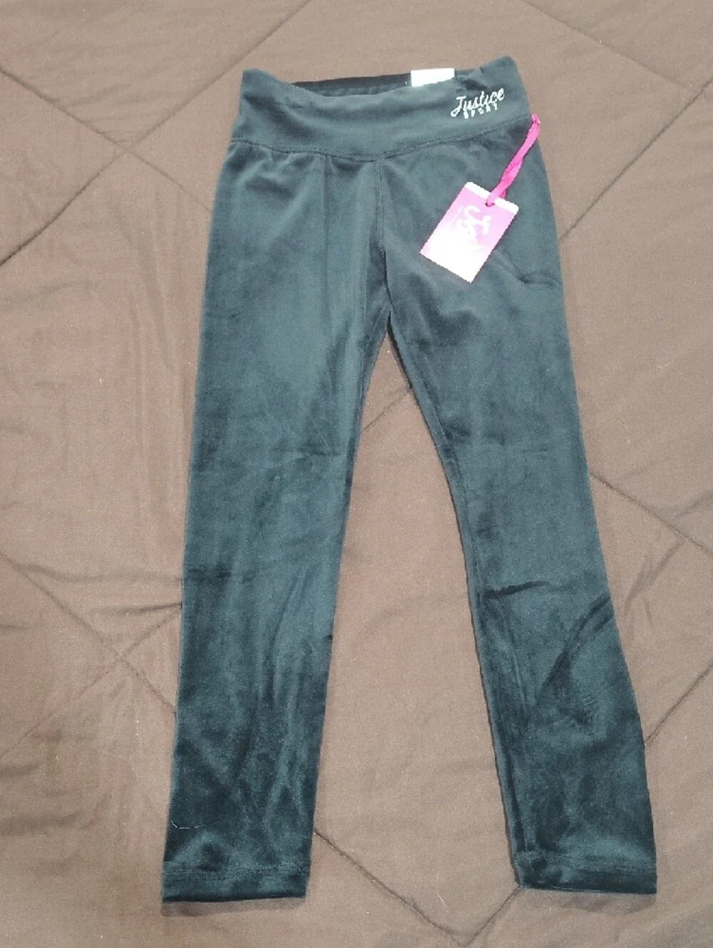 Justice Black Velvet-Look Girls' Leggings